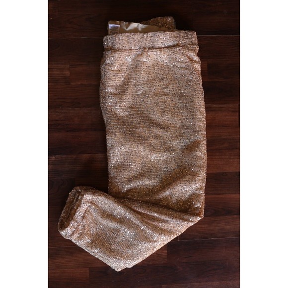 Serra Pants & Jumpsuits Serra Womens Gold Sequin Pull On Joggers